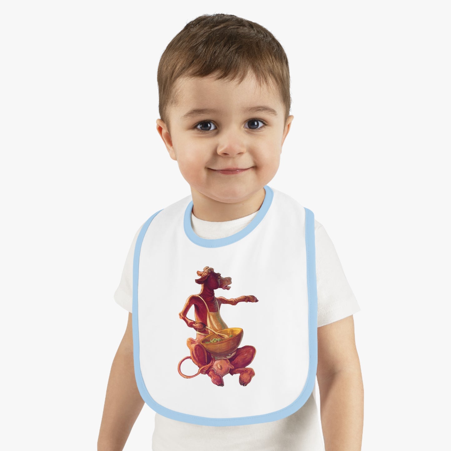Baby Contrast Trim Jersey Bib Purple Cow chef