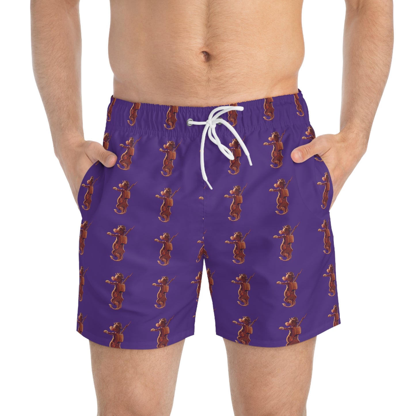 Marching Moo – Men’s Purple Cow Swim Trunks