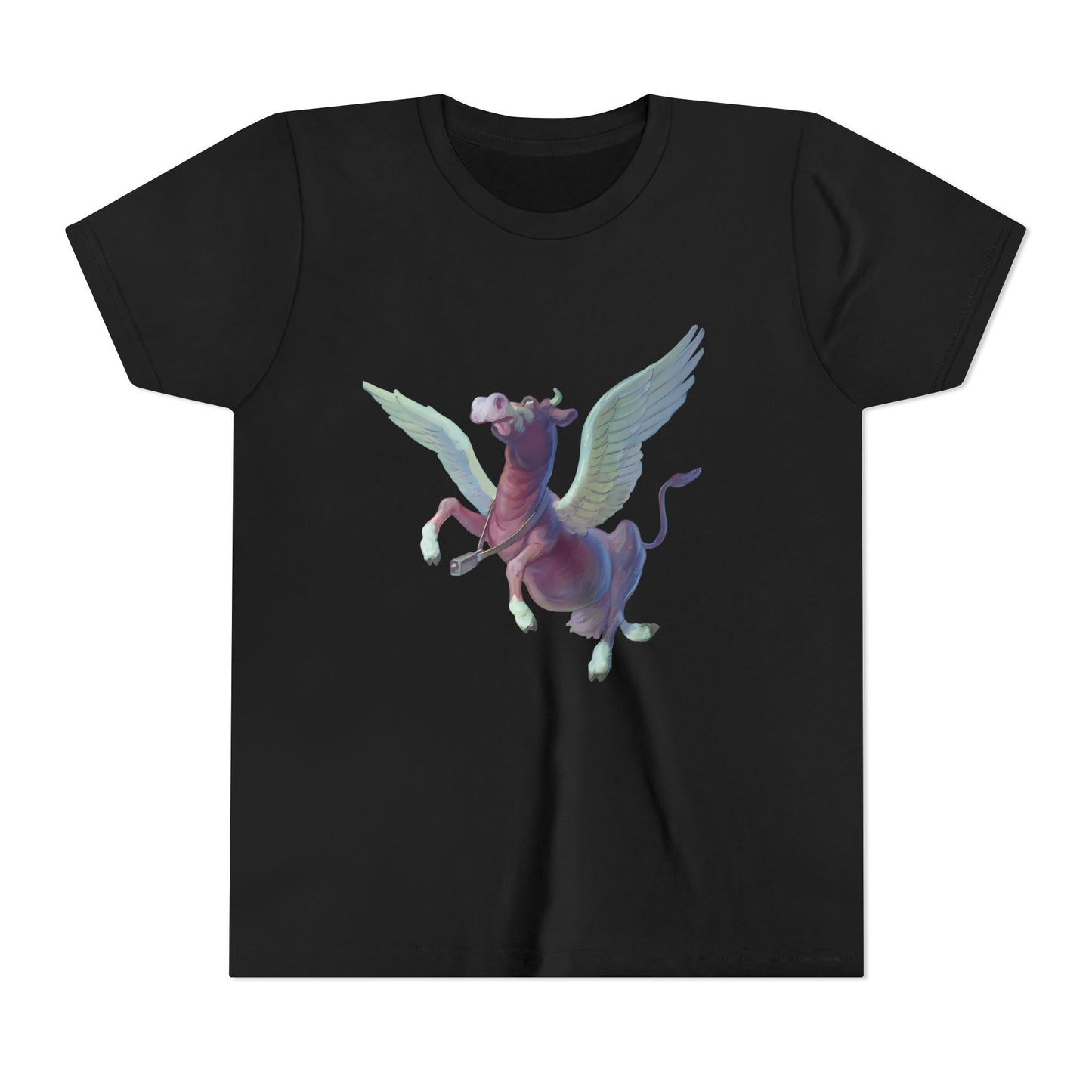 Pegasus flying Purple Cow youth T-Shirt