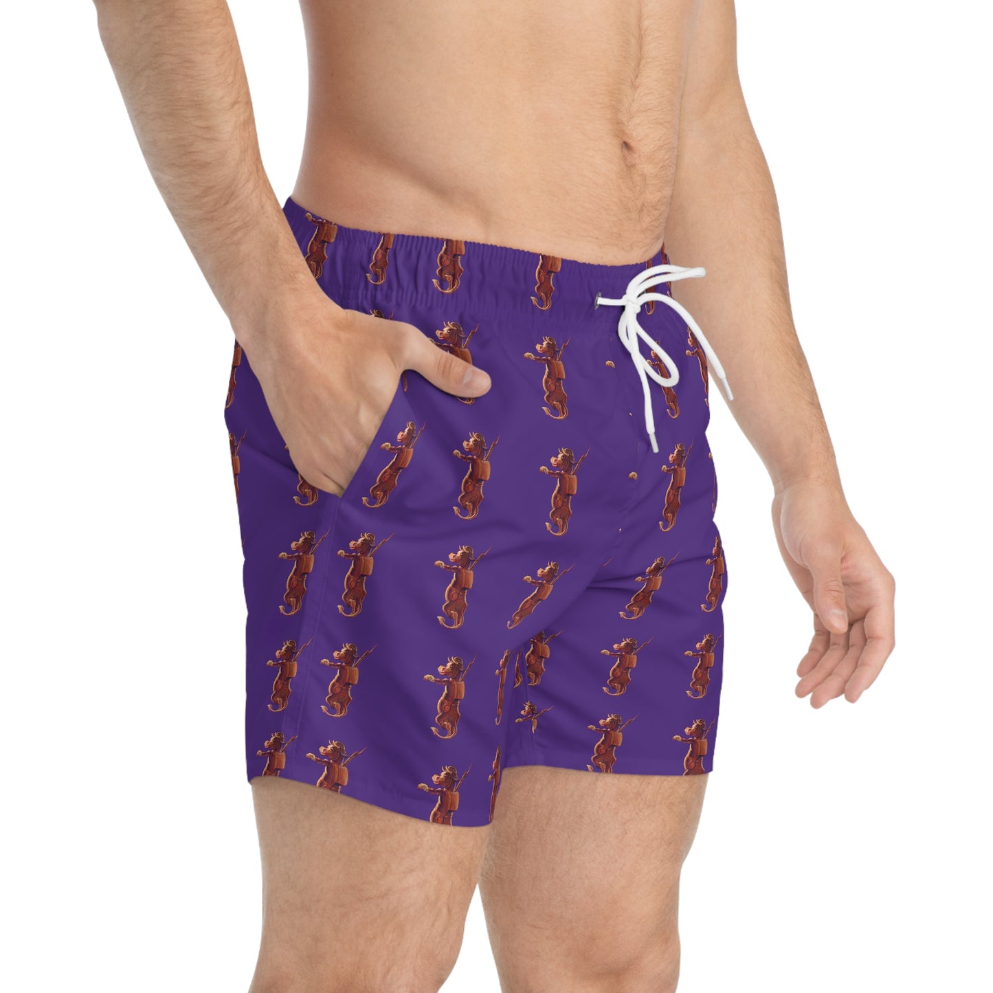 Marching Moo – Men’s Purple Cow Swim Trunks
