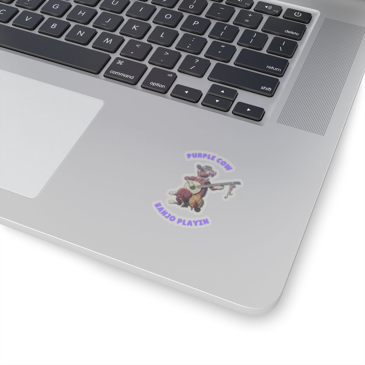 Purple Cow Banjo Kiss-Cut Stickers