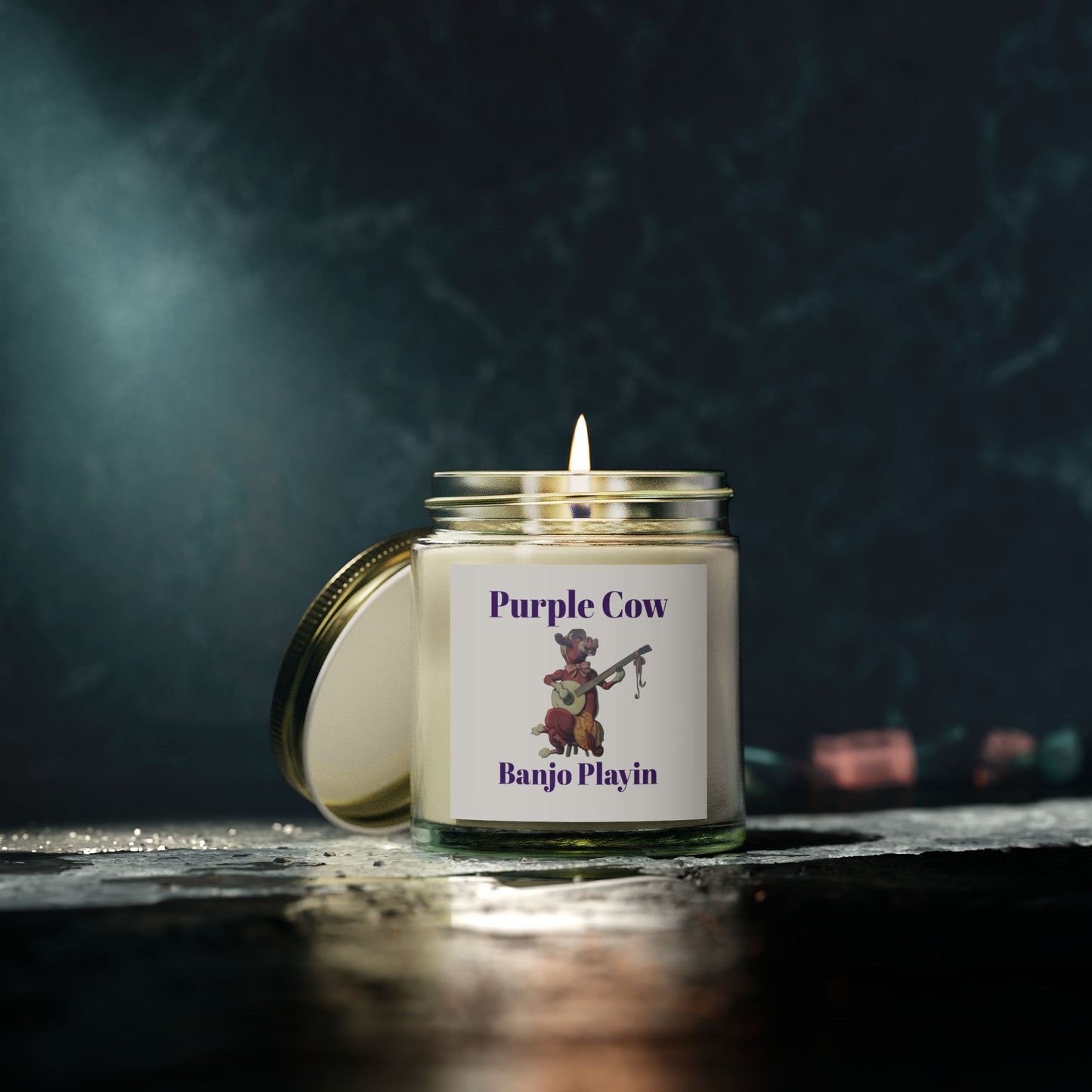 Purple Cow Banjo Playin - Scented Candles, Coconut Apricot Wax (4oz)