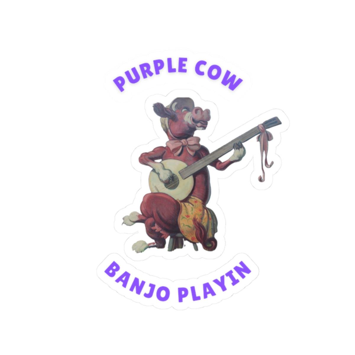 Purple Cow Banjo Kiss-Cut Stickers