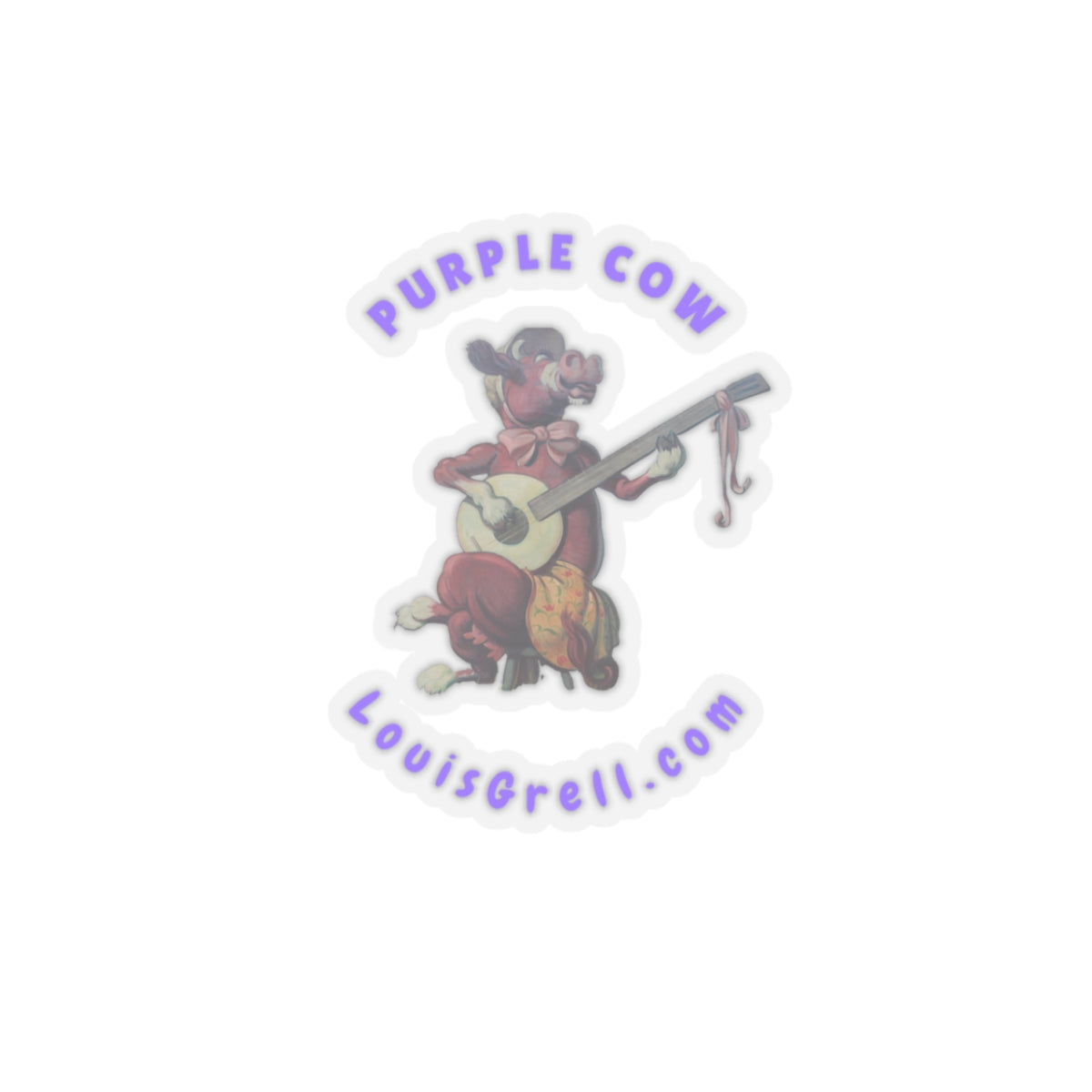 Purple Cow Banjo - Kiss-Cut Louis Grell Stickers