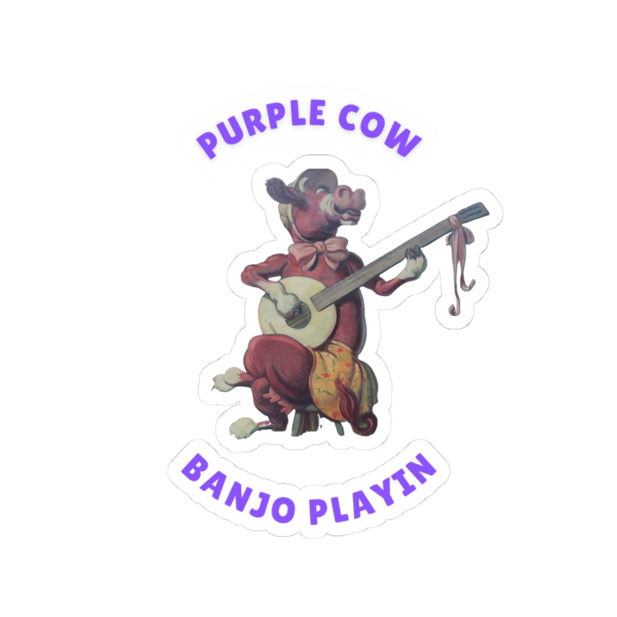 Purple Cow Banjo Kiss-Cut Stickers