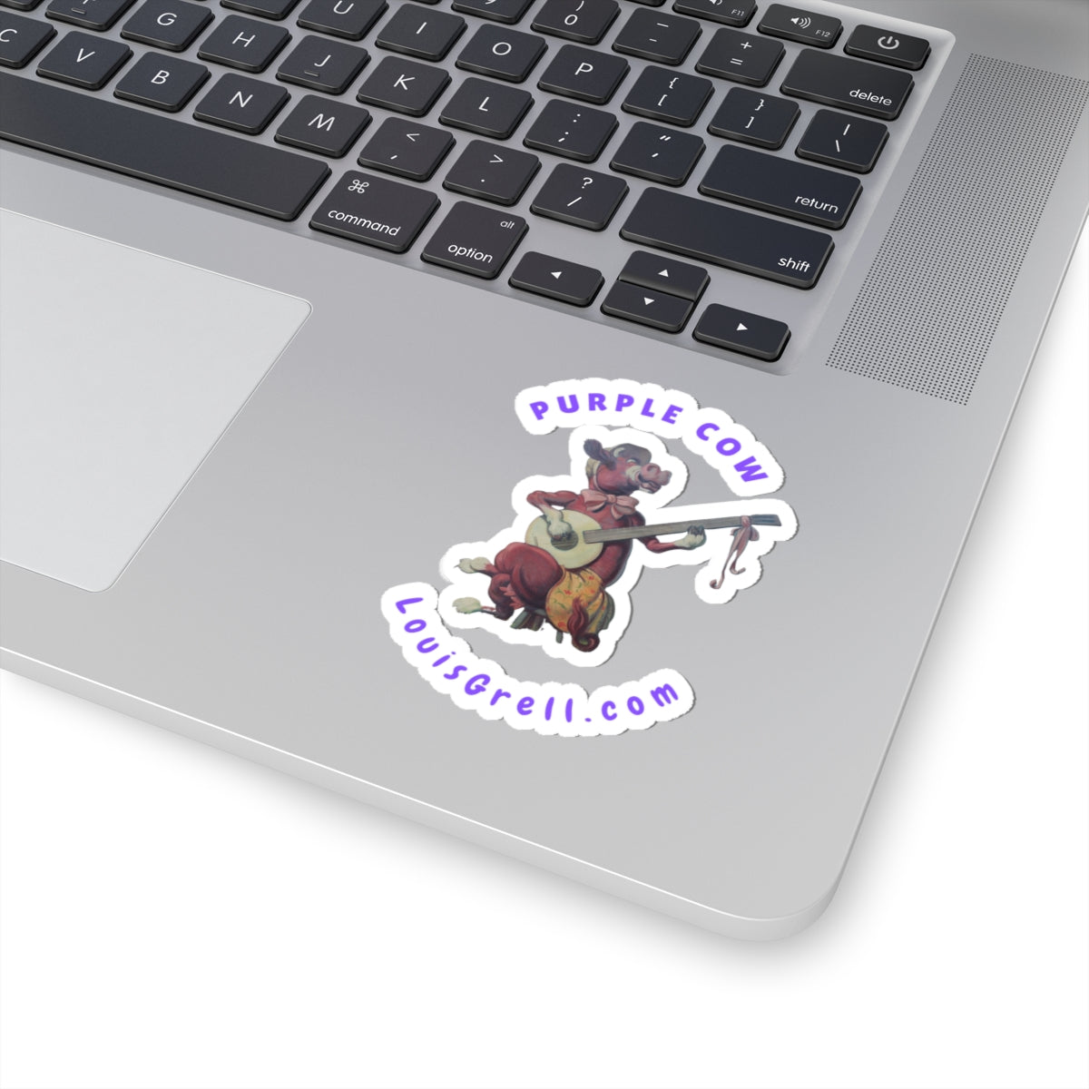 Purple Cow Banjo - Kiss-Cut Louis Grell Stickers