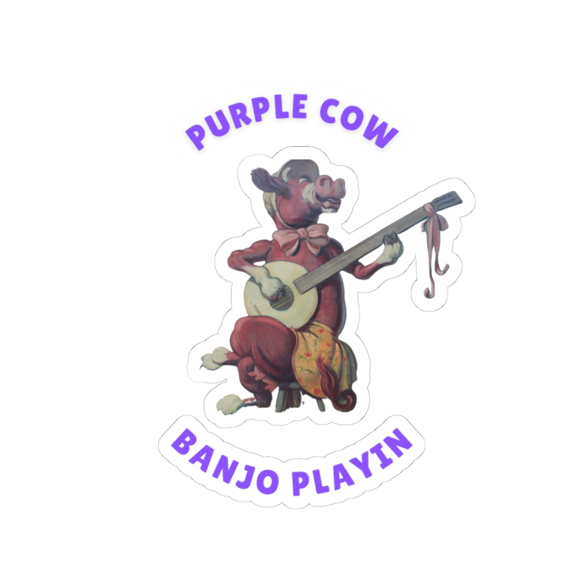 Purple Cow Banjo Kiss-Cut Stickers