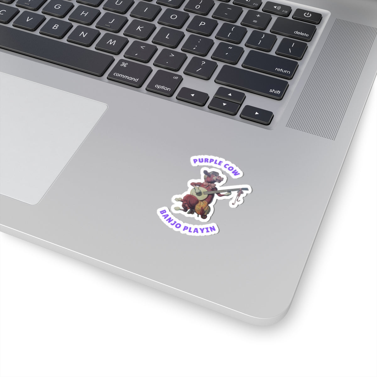 Purple Cow Banjo Kiss-Cut Stickers