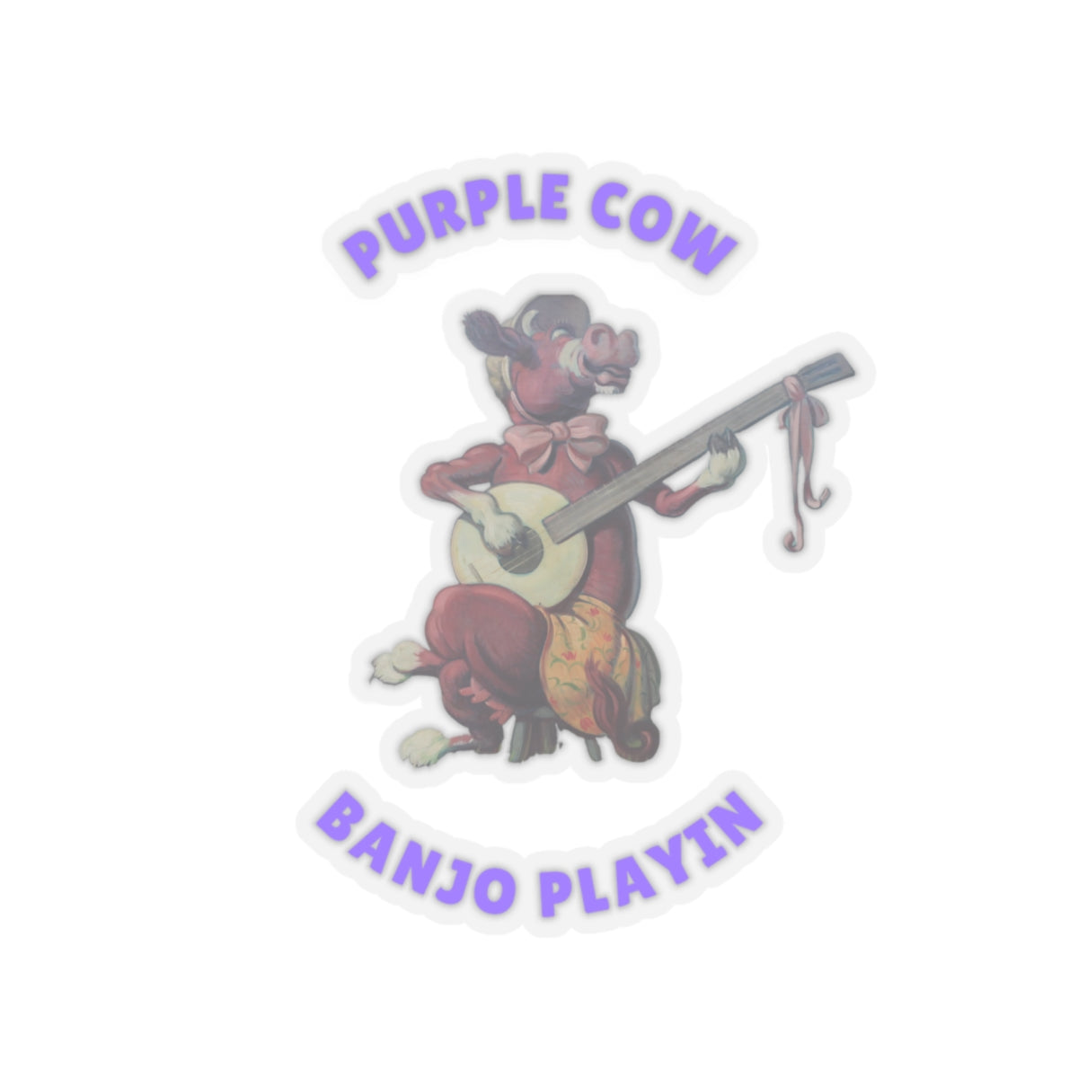 Purple Cow Banjo Kiss-Cut Stickers