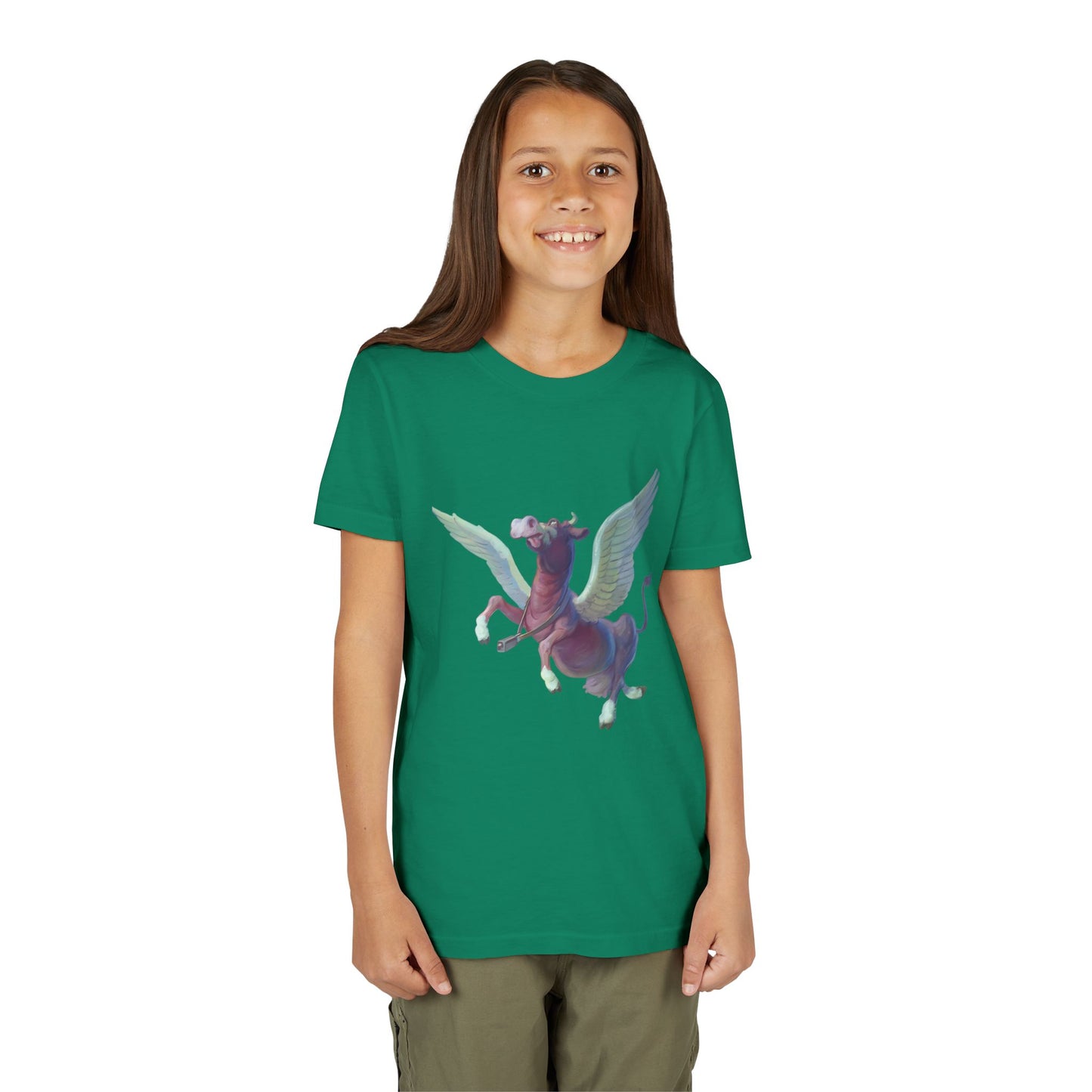 Pegasus flying Purple Cow youth T-Shirt