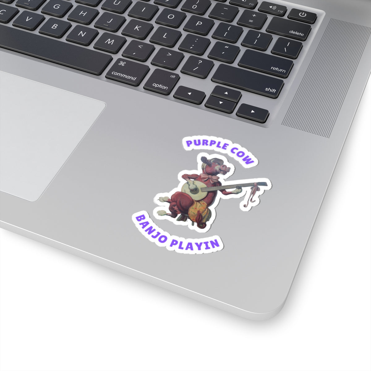 Purple Cow Banjo Kiss-Cut Stickers