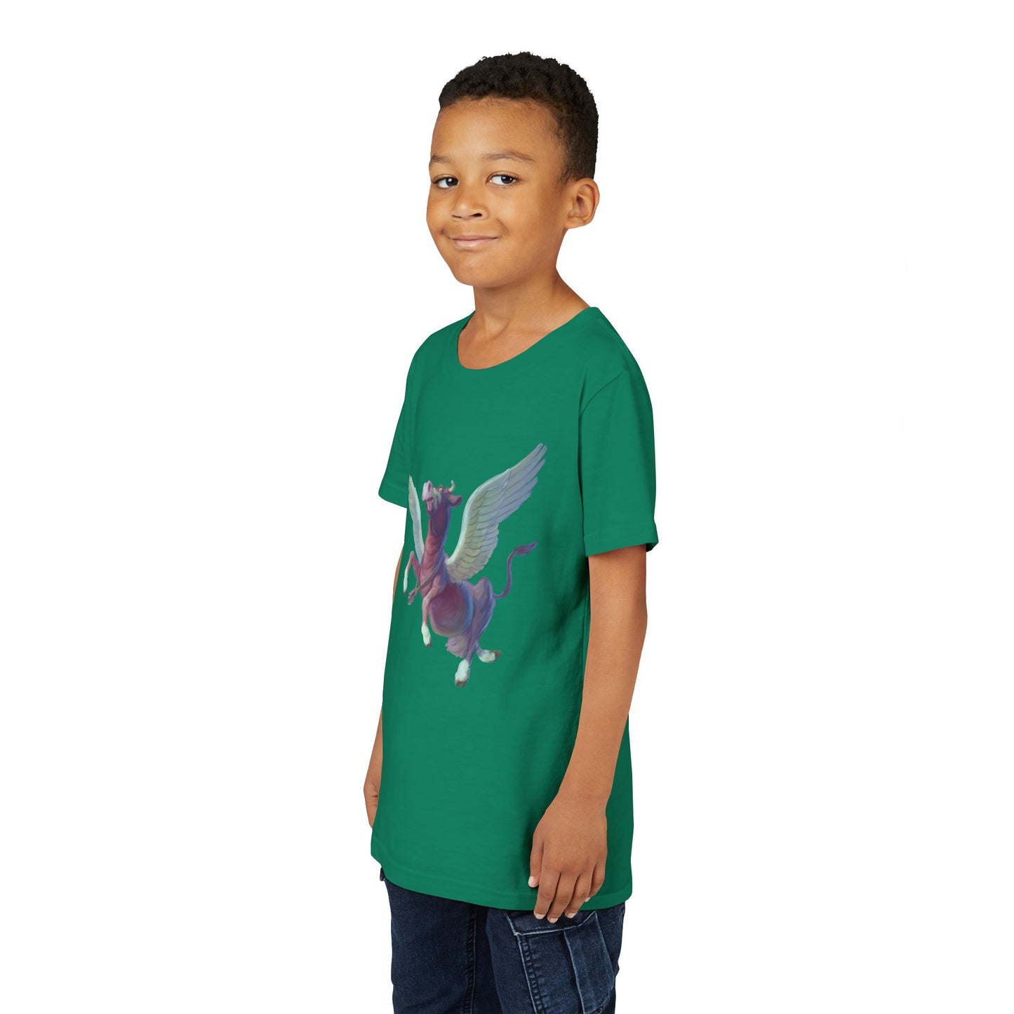 Pegasus flying Purple Cow youth T-Shirt