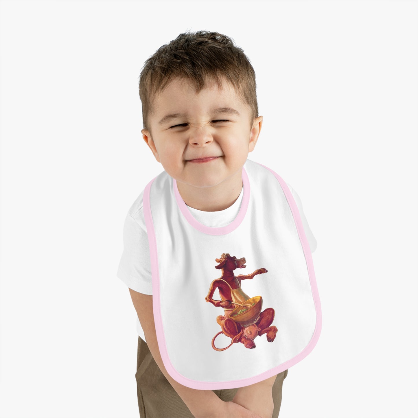 Baby Contrast Trim Jersey Bib Purple Cow chef