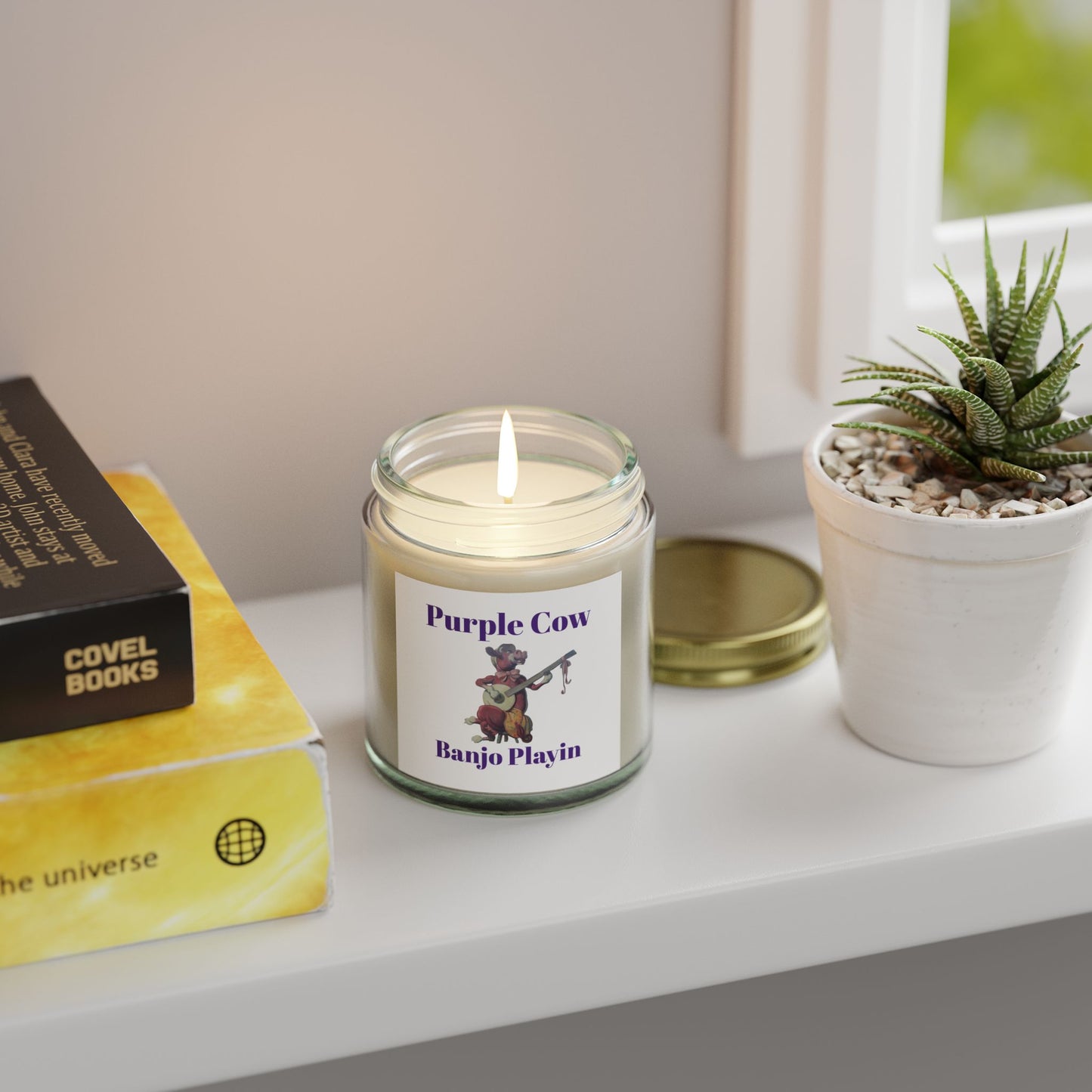 Purple Cow Banjo Playin - Scented Candles, Coconut Apricot Wax (4oz)