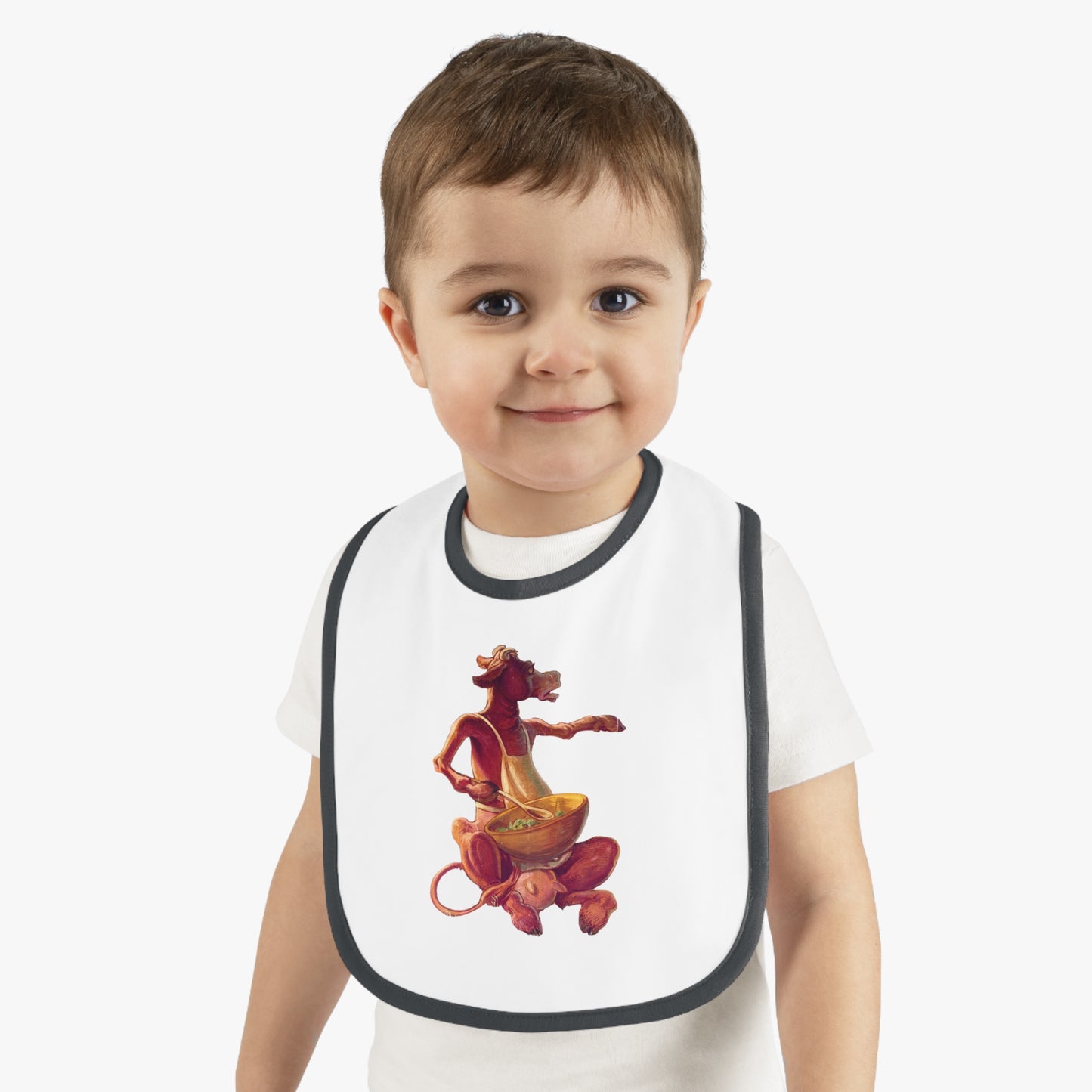 Baby Contrast Trim Jersey Bib Purple Cow chef