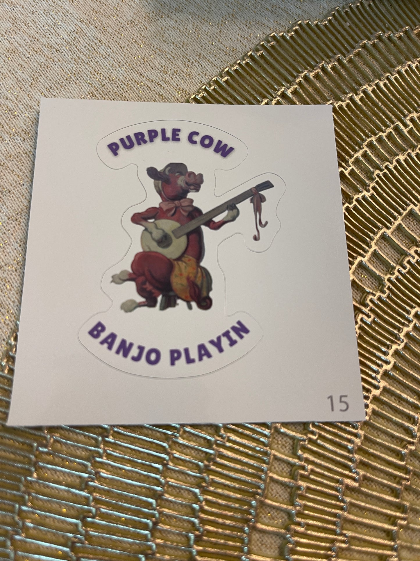 Purple Cow Banjo Kiss-Cut Stickers