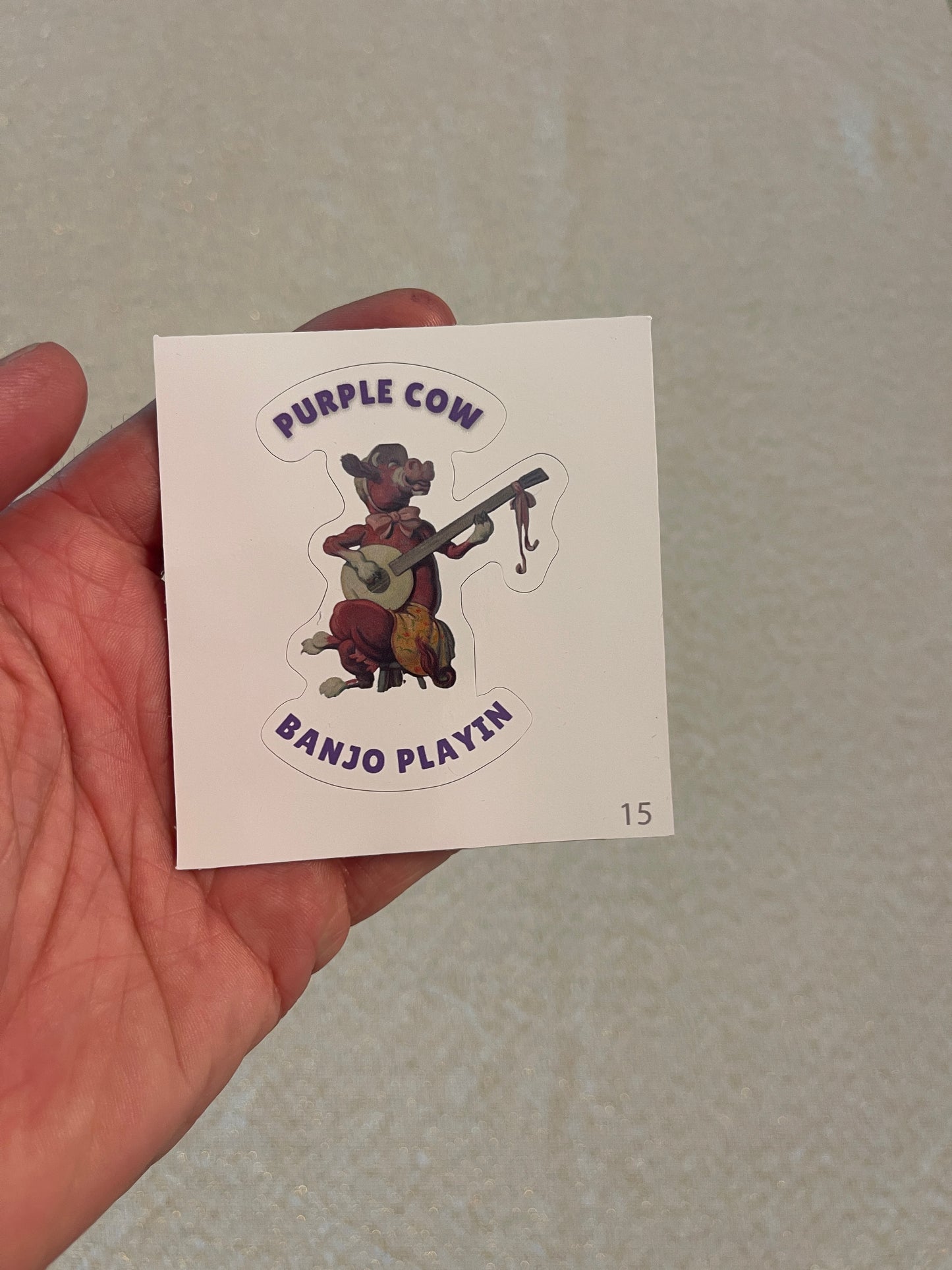 Purple Cow Banjo Kiss-Cut Stickers