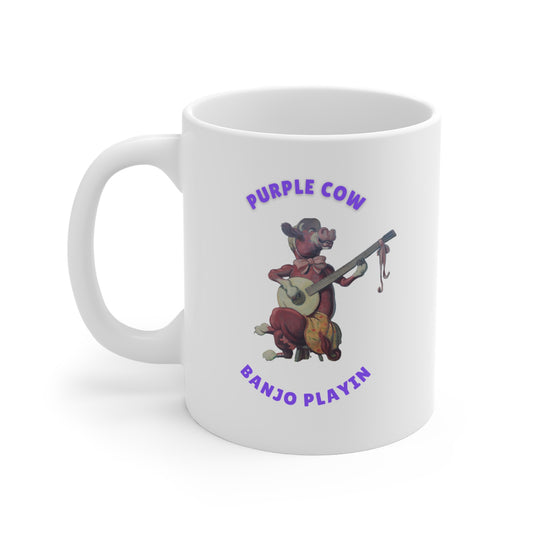 Purple Cow Banjo Mug 11oz coffee mug
