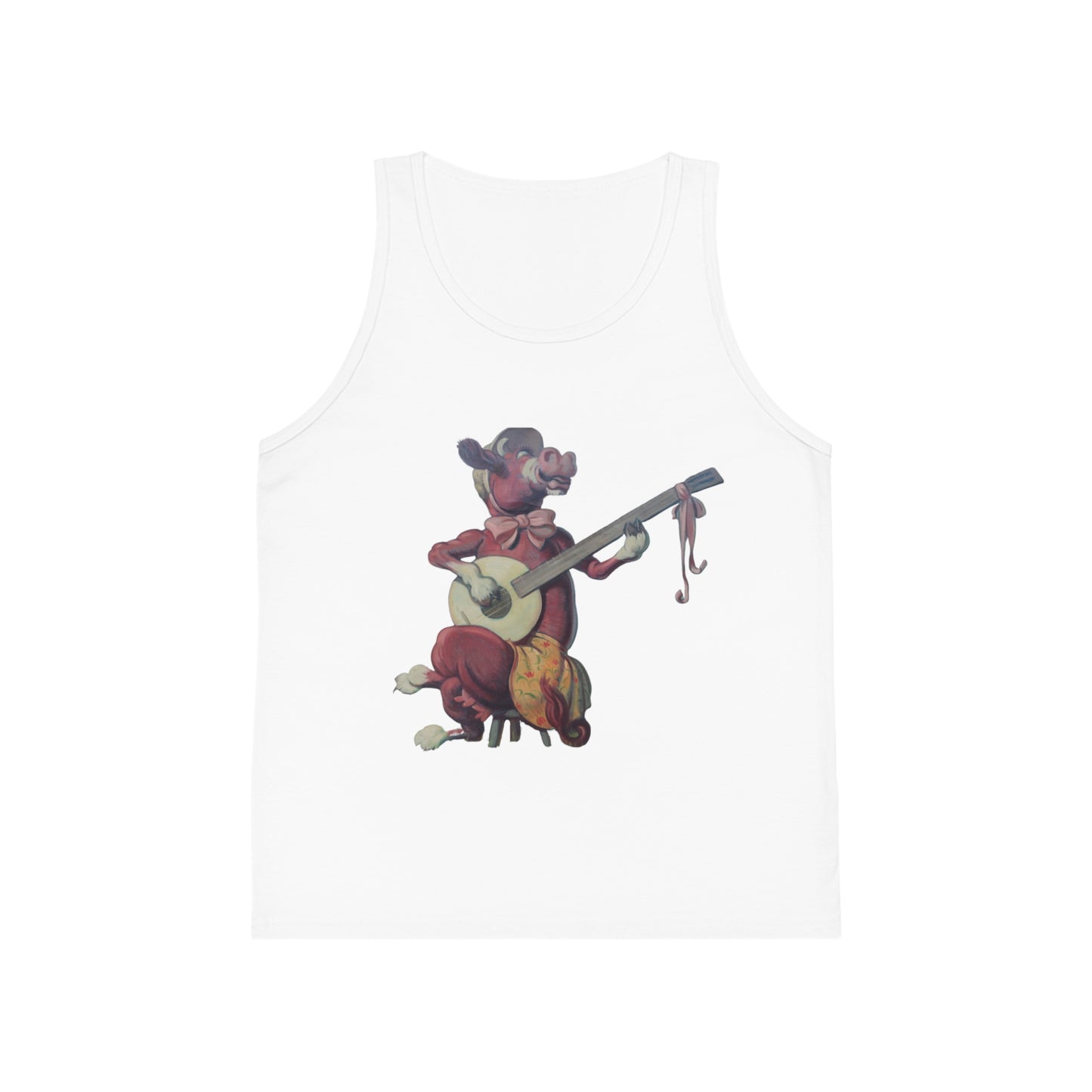 Kid's Jersey Tank Top, Purple Cow banjo player